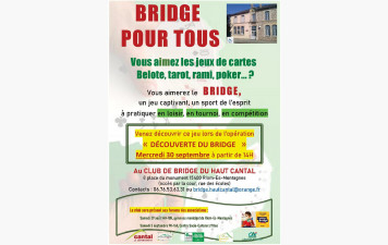 Portes ouvertes au Club de Bridge du Haut Cantal