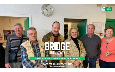 Finale de Comité : Interclubs D2 au Bridge Club de Limoges 